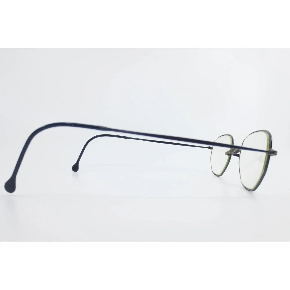 Vintage Dark Metal Wire Frame Eyeglasses Minimalist Rounded Geometric 38437